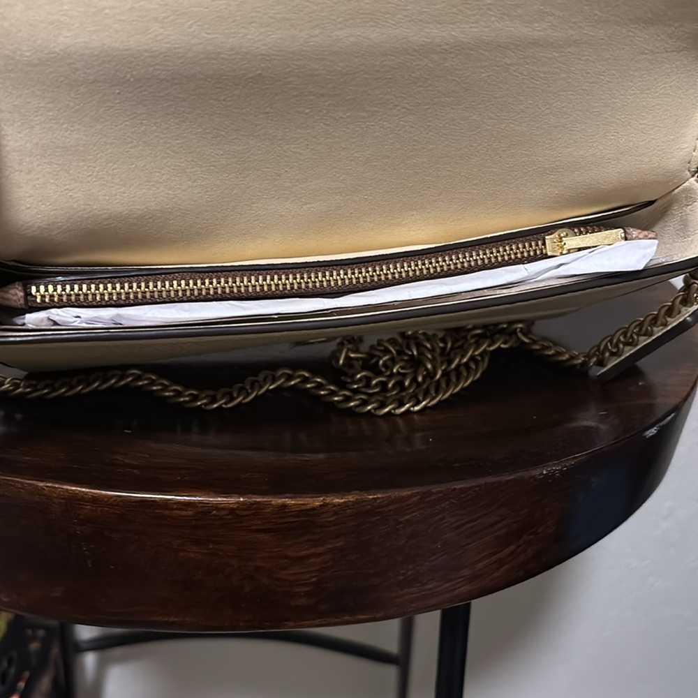 Coach Tan Leather Crossbody Bag with Gold Chain - Picture 8 of 8